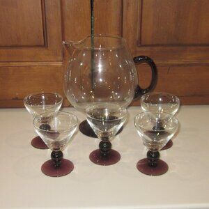 Vintage MCM Cocktail Pitcher and Glass Set